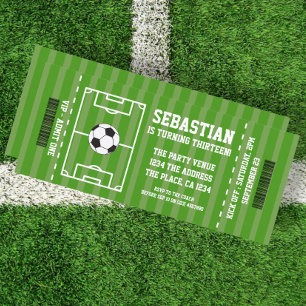 Soccer Novelty Ticket Personalised Invitation