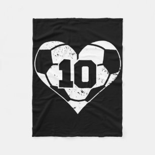 Soccer Number 10 Jersey Funny Soccer Heart Game Da Fleece Blanket