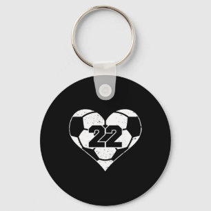 Soccer Number 22 Jersey Funny Soccer Heart Game Da Key Ring