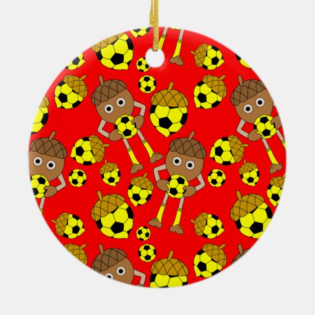 Soccer Nut Pattern Ceramic Ornament (Back)