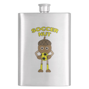 Soccer Nut Text Hip Flask