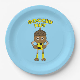 Soccer Nut Text Paper Plate