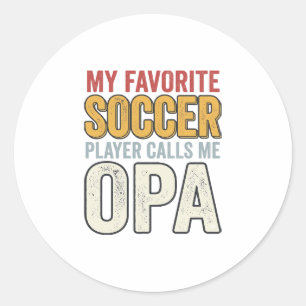 Soccer Opa Vintage Typography Shirt Design_1 Classic Round Sticker
