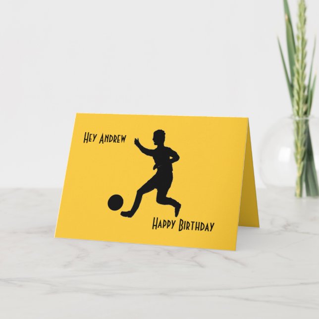 Soccer or football Birthday add name front. Card (Front)