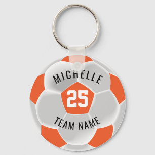 Soccer ⚽ - Orange and White Key Ring