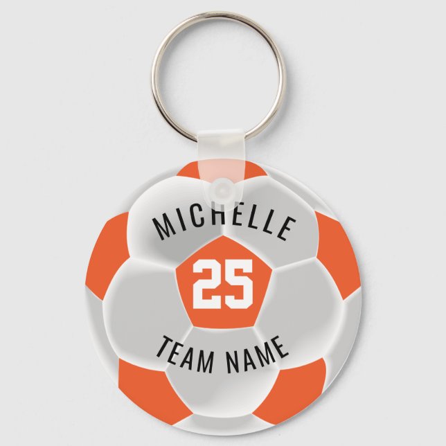 Soccer  ⚽ - Orange and White Key Ring (Front)