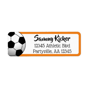 Soccer Orange & Black Address Return Address Label