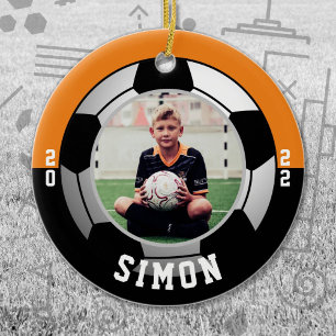 Soccer Orange Black Team Colours Ceramic Ornament
