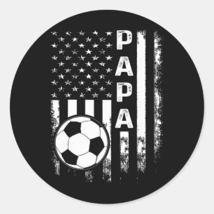 Soccer Papa American Flag Vintage Christmas Xmas Classic Round Sticker