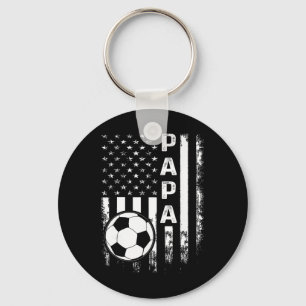 Soccer Papa American Flag Vintage Christmas Xmas Key Ring