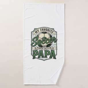 Soccer Papa Vintage Engraving Shirt Design_1 Bath Towel