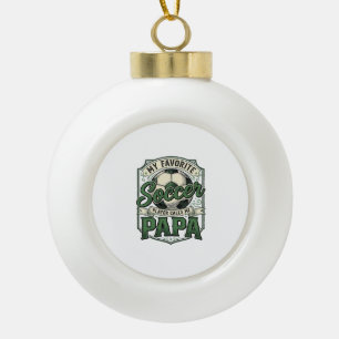 Soccer Papa Vintage Engraving Shirt Design_1 Ceramic Ball Christmas Ornament