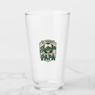 Soccer Papa Vintage Engraving Shirt Design_1 Glass