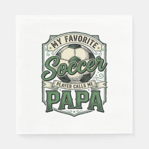 Soccer Papa Vintage Engraving Shirt Design_1 Napkin