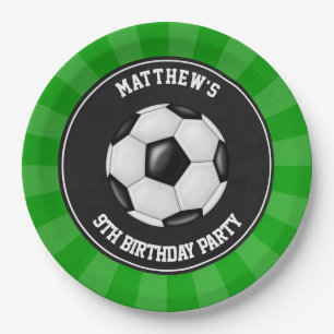 Soccer Party Cake Dinner Plates Personalised
