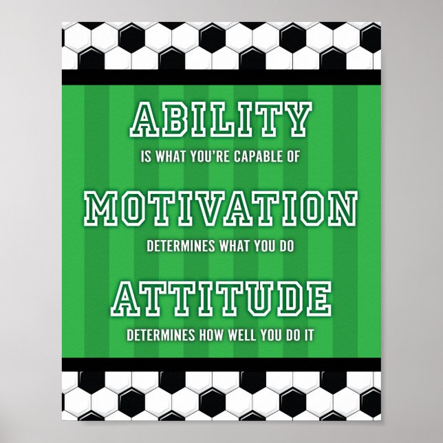 Soccer Party MOTIVATIONAL QUOTE Sign Print (Front)
