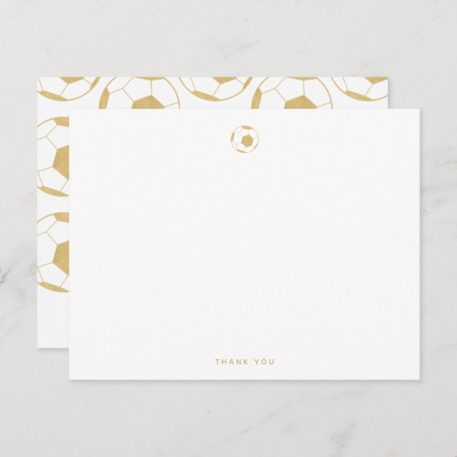 Soccer Party Thank You Gold Note Card (Front/Back)