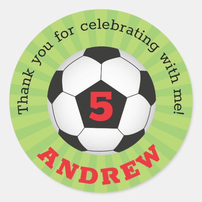 Soccer Party Thank You Round Stickers (Front)