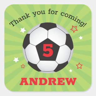 Soccer Party Thank You Square Stickers