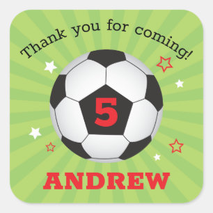 Soccer Party Thank You Square Stickers