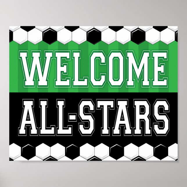 Soccer Party WELCOME ALL-STARS Sign Print (Front)