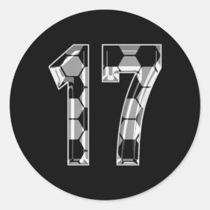 Soccer Pattern Number 17 Jersey Player Uniform 17 Classic Round Sticker