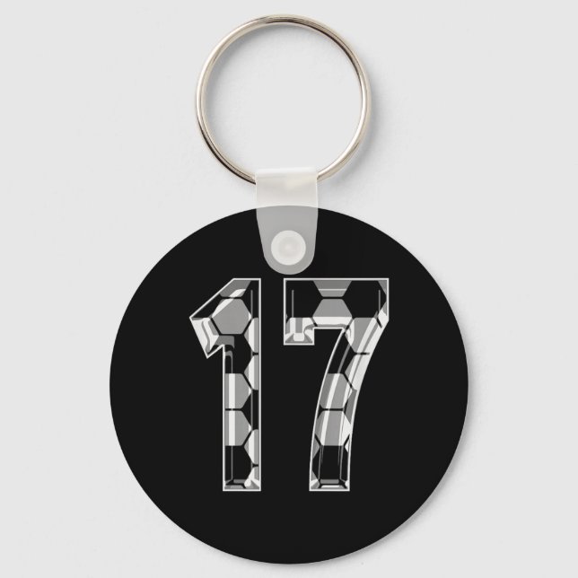 Soccer Pattern Number 17 Jersey Player Uniform 17 Key Ring (Front)