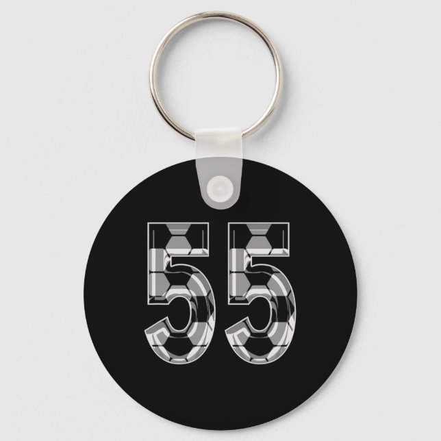 Soccer Pattern Number 55 Jersey Player Uniform #55 Key Ring (Front)