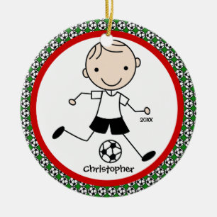 Soccer Personalised Boy Christmas Ornament