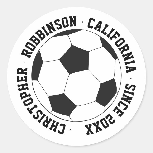Soccer personalised classic round sticker (Front)