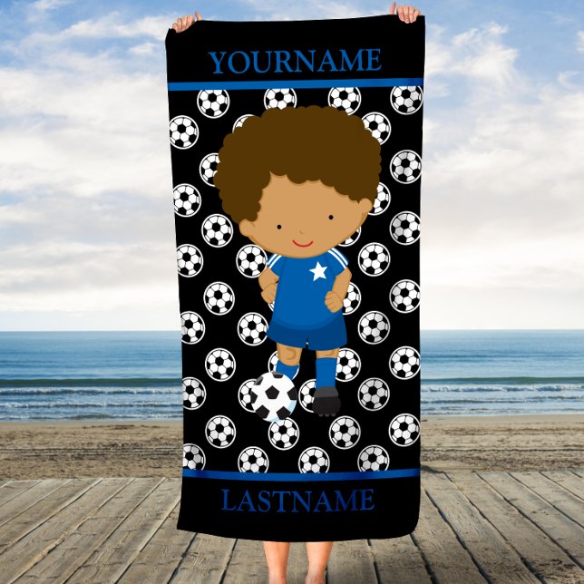Soccer Personalised Name Kids Beach Towel (Creator Uploaded)