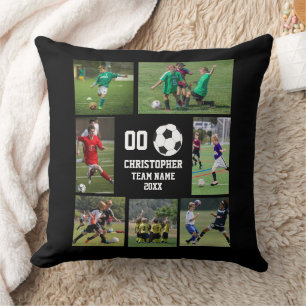 Soccer photo collage team name cushion