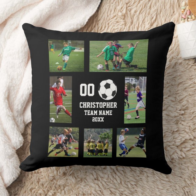 Soccer photo collage team name cushion (Blanket)