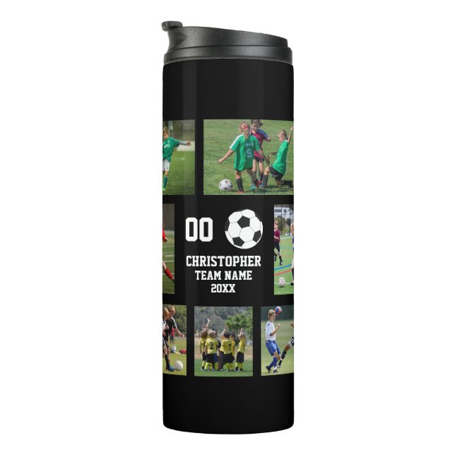 Soccer photo collage thermal tumbler (Rotated Right)