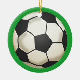 Soccer Photo Keepsake Green Ceramic Ornament
