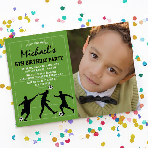 Soccer Photo Kids Birthday Party Invitation