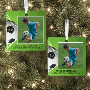 Soccer Photo Personalised Keepsake Metal Tree Decoration