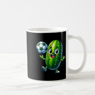 Soccer pickle mascot cute cartoon football humour coffee mug