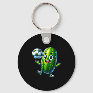 Soccer pickle mascot cute cartoon football humour key ring