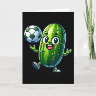 Soccer Pickle Mascot Cute Cartoon Footll Humour Card