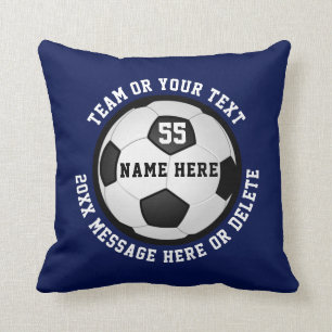 Soccer Pillow Navy Blue and White or Your COLORS