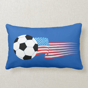 Soccer Pillow: Navy USA Lumbar Cushion