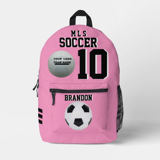 soccer pink backpacks pink personalised football (Front)