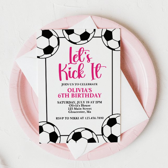 Soccer Pink Birthday Invitation (Creator Uploaded)