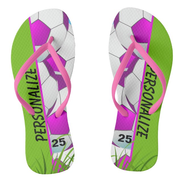Soccer Pink Custom Thongs (Footbed)