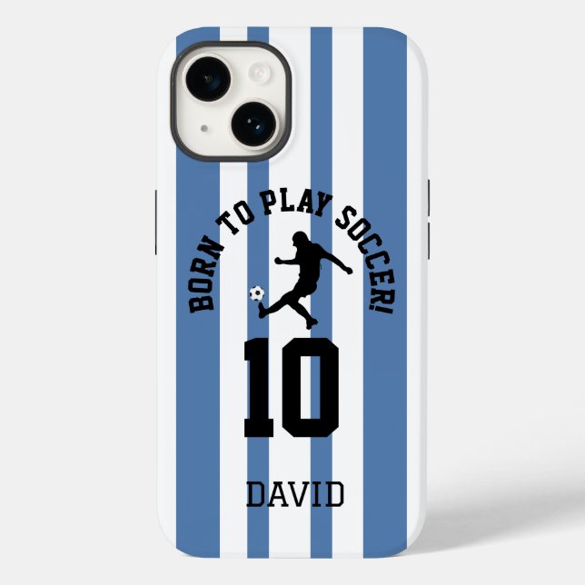 Soccer Pinstripe Jersey Number Design Case-Mate iPhone Case (Back)