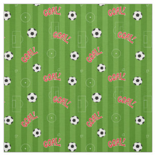 Soccer Pitch Goal and Green Stripes Fabric
