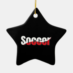 Soccer Player Abstract Swish - Word Art Ceramic Ornament