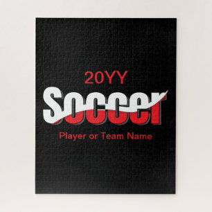 Soccer Player Abstract Swish - Word Art Jigsaw Puzzle