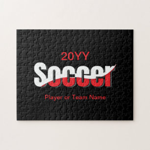 Soccer Player Abstract Swish - Word Art Jigsaw Puzzle